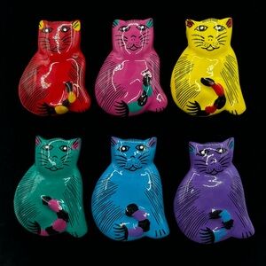 VINTAGE Hand-Painted Cat Button Covers